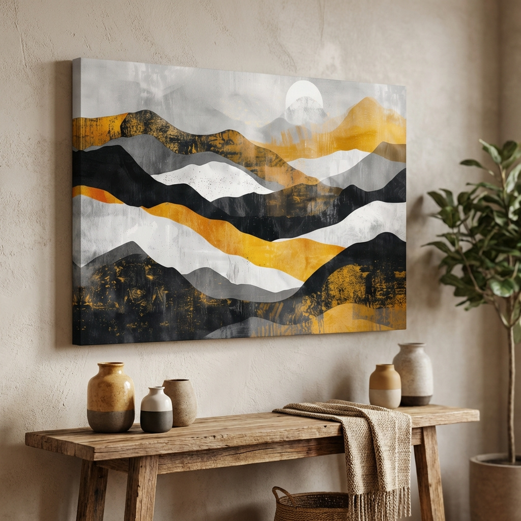 Mockup of Abstract Layered Mountain Ranges - Modern Landscape Wall Art